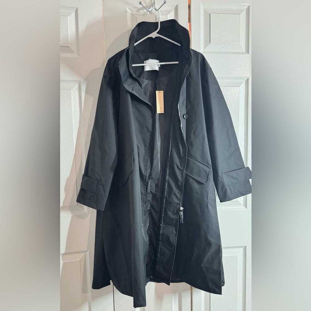 Rebecca Minkoff Belted Funnel Neck Trench Coat Jacket - Black - Small - NWT